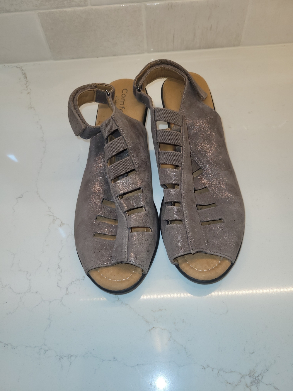 Comfortiva faye heeled strappy sandals comfortiva Metallic taupe Leather